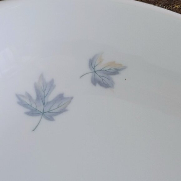 Vintage Noritake Maplewood 11" Oval Serving Bowl Blue & Tan Autumn Leaves c1960s - Picture 5 of 12